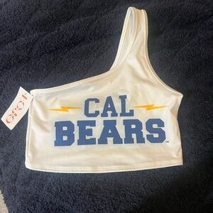 Super cute white and yellow university of California Berkeley bears crop top